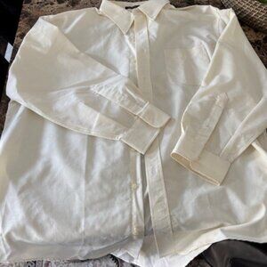 Men's Lands' End 17 1/2 x 33 Yellow Long Sleeve Dress Button Down with Pocket